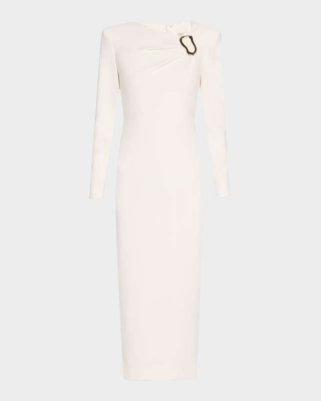 Buckle Crepe Midi Dress